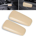 2 PCS Car Knee Cushion Pads, Center Console Side Pressure-Relieving Leg Support Soft Cushion, 6.89 " x 2.95 " Fine Leather Breathable Armrest Elbow Pad, Universal for Most Cars Trucks (Beige)