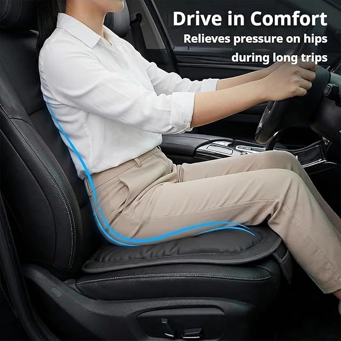 Skin-Friendly & Dirt-Repellent Leather Seat Cushions, 2026 Car Seat Cushion for Driving, 1.57" Thick Comfort Seat Protector, Universal Non-Slip Memory Foam Pad for Car (Red, Backrest Cushion)