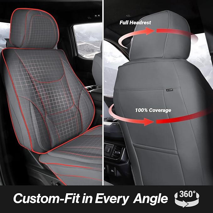 Coverland Custom Fit Car Seat Covers for SUV Compatible with [RAV4, CR‑V, Equinox, Tucson, Rogue, Crosstrek] Premium Waterproof Non-Slip Interior Seat Protector [Full Set Dark Gray - Size Chart X55]