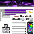 Acrylic Interior Car LED Strip Light with Wireless APP, RGB 18 in 1 with 175 inches 600 LEDs Fiber Optic Strip Lights for Car, Dynamic Chasing Sound Active Neon Car Ambient Lighting Kits
