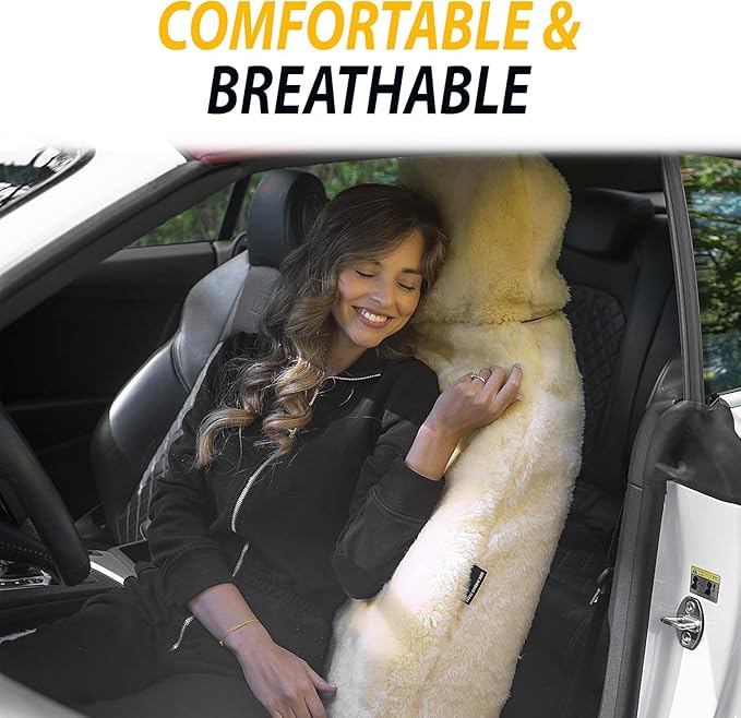 Sheepskin Seat Covers Fuzzy Car Seat Covers Ivory Australian Merino Wool Fluffy Fur Auto Accessories All Season Protection For Your Seats Universal Fits Most Car Suv Airbag Compatible 4- Pack