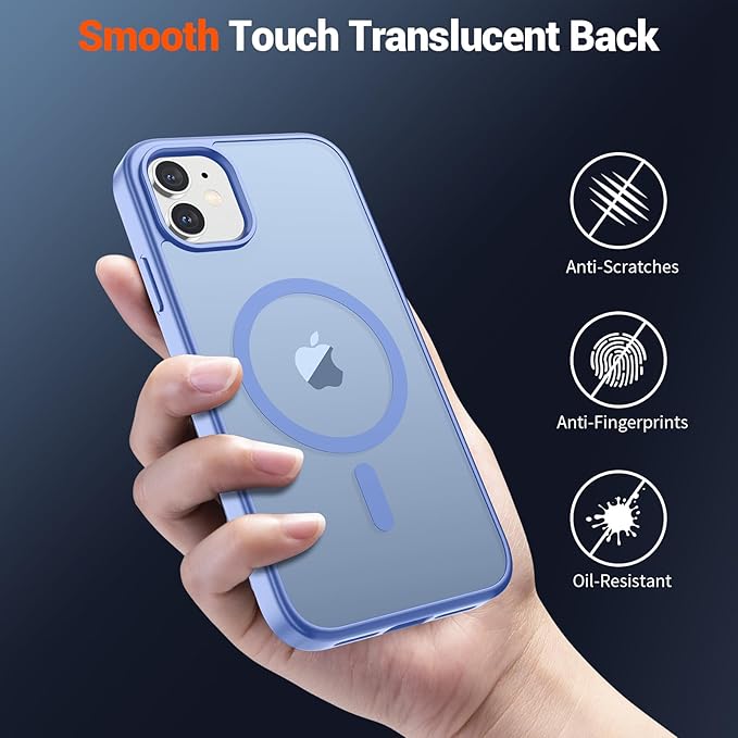 SUPFINE Magnetic for iPhone 12 Case/iPhone 12 Pro Case (Compatible with MagSafe)(Military Grade Drop Protection) Slim Translucent Matte Shockproof with Anti-Fingerprint Phone Case,Blue Purple
