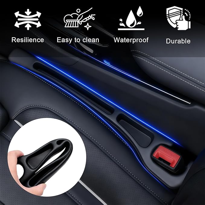Car Seat Gap Filler Organizer 2 PCS Black Universal Seat Gap Plug Blocker Anti-Drop Console Catcher Phone Keys Storage for Car Truck SUV Auto Accessories Style2
