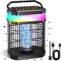 Solar Bug Zapper Outdoor 4000V Mosquito Zapper Solar 2IN1 Bug Repellent Outdoor Patio with 5500mAh Battery&LED,Electric Fly Zapper with Hook,Cordless&Rechargeable Mosquito Repellent for Patio Camping