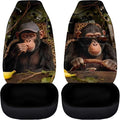 Funny Car Front Seat Covers Breathable Car Seat Cover for Front Seats Set of 2 Gorilla Elastic Polyester Removable Automotive Accessories for Cars Sedans and SUVs
