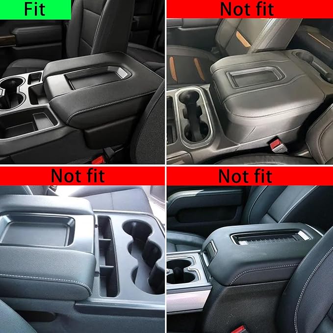Center Console Armrest Cover for Chevy Silverado/GMC Sierra Accessories 2019-2024 2025 Arm Rest Box Pad Middle Console Lid Cushion Leather Protective Case Only for Jump Seat (Black Stitches)