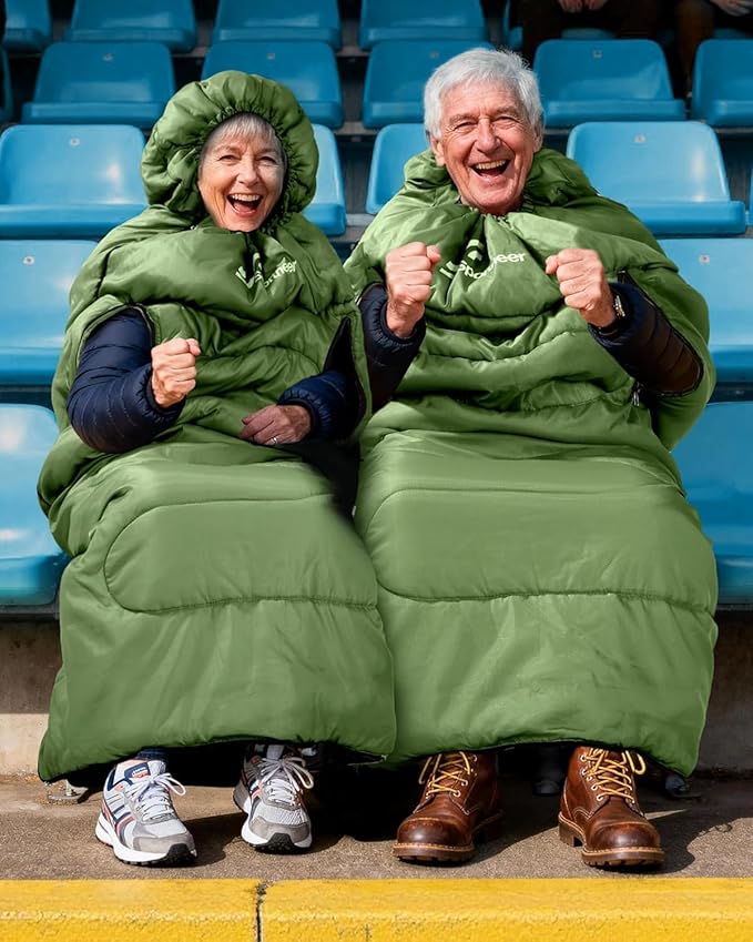 Sportneer Wearable Sleeping Bag for Adults & Kids – Walkable with Arm Zippers, Warm Weather & Cold Waterproof, Compact for Camping, Stadiums, Travel, Backpacking & Car Use