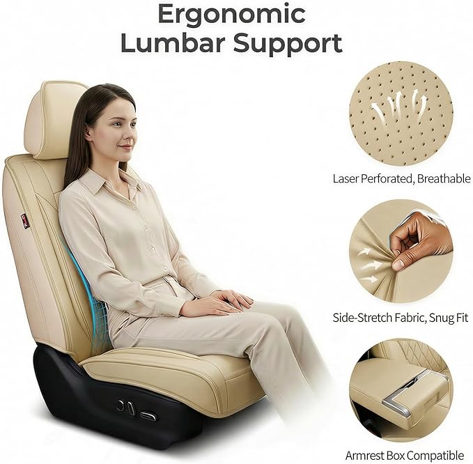 Fit TSX Car Seat Covers for Acura TSX 2003-2014 - Premium Leather, Waterproof, All-Weather, Airbag Compatible, Anti-Slip, Breathable, Easy Install, Seat Protectors, Full Set, Beige