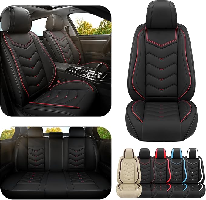 Car Seat Covers for Jeep Grand Cherokee L 2021-2026, Premium Nappa Leather Car Seat Cover, Stylish Sport Seat Covers， Automobile Seat Cover Sets.(Standard 5 Seats/Black)