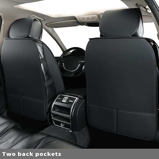 Car Seat Covers Front Pair,Universal Fit for Most Cars,SUV,Sedans and Pick-up Trucks,Automotive Faux Leather Vehicle Cushion Covers(Front Pair,Black/Red)