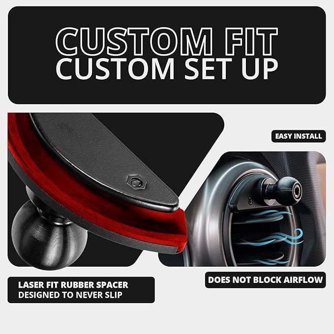Tackform Link Vent Mount Universal Magnetic Phone Holder Compatible with 2018-2023 Jeep Wrangler JL, 4XE, and Gladiator JT | Billet Aluminum Base, No-Slip, Short Reach | NOT Compatible with MagSafe