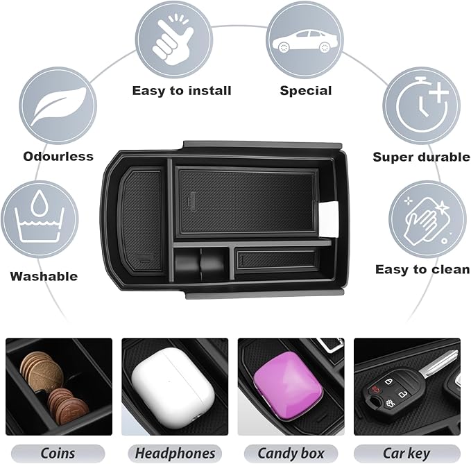SKTU for 2018-2024 GMC Terrain Accessories Center Console Organizer 2018-2024 Terrain SL/SLE/SLT/AT4/Denali Console Tray GMC Terrain 2023 2024 Accessories 2024 Terrain Middle Console Organizer