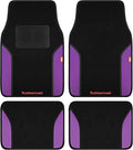 Rubbermaid Car Mats, Carpeted Floor Car Mat with Faux Leather & Built-in Heel Pad, Two-Tone Car Rug Floor Mats, Stylish Carpeted Floor Mats for Cars, Trucks & SUVs Purple Color