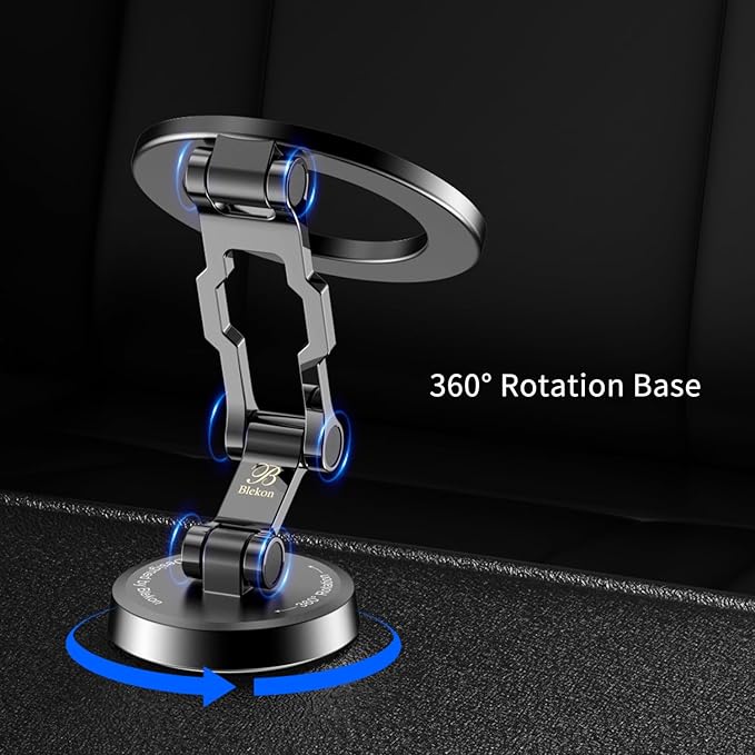 Blekon Magnetic Phone Holder for Car – Compatible with MagSafe Car Mount &Tesla Screen, Flexible All-Metal 3-Axis 360° Rotation & Strong Magnets, Fits iPhone 16/15/14/13/12 Pro Max