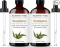Majestic Pure Essential Oil with Glass Dropper - 100% Pure and Natural - Essential Oils for Diffuser, Aromatherapy, Soap and Candle Making, Eucalyptus Essential Oil, Eucalyptus Oil, 4 Fl Oz Pack of 2