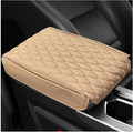 Car Armrest Cushion, Memory Foam Auto Arm Rest Box Protector with 2 Storage Bags, Waterproof Leather Center Console Cover Universal for Most Vehicles, Car Accessories (Beige)