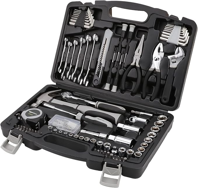 Amazon Basics 131-Piece General Household Hand Tool Set with Storage Case for Home Repair, Portable