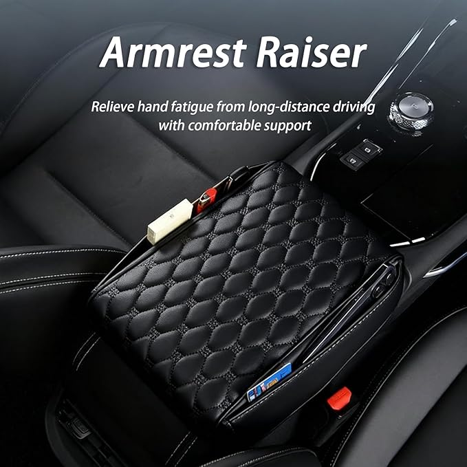 Car Center Console Cover for Genesis G80 G90 GV80 GV70 GV60 Electrified GV70, Center Console Heighten Cover, Thick Arm Rest Pad, Car Armrest Cushion with Side Storage Pocket