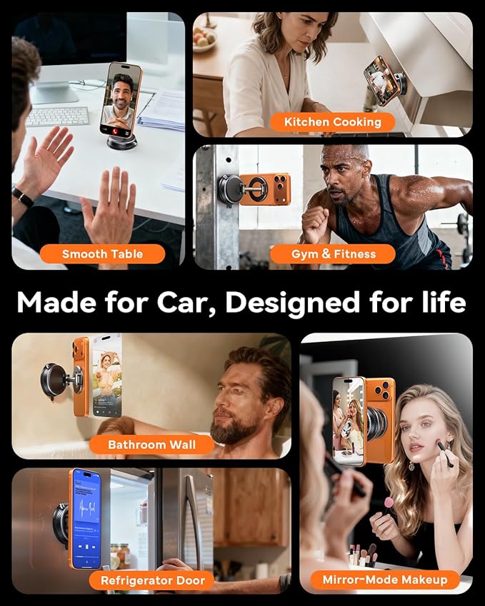 Upgraded Car Phone Holder for Magsafe [98+LBS Strongest Suction & 2400gf Magnetic] Vacuum Magnetic Phone Holders for Your Car 360° Adjustable Car Phone Mount for iPhone & Android Grey