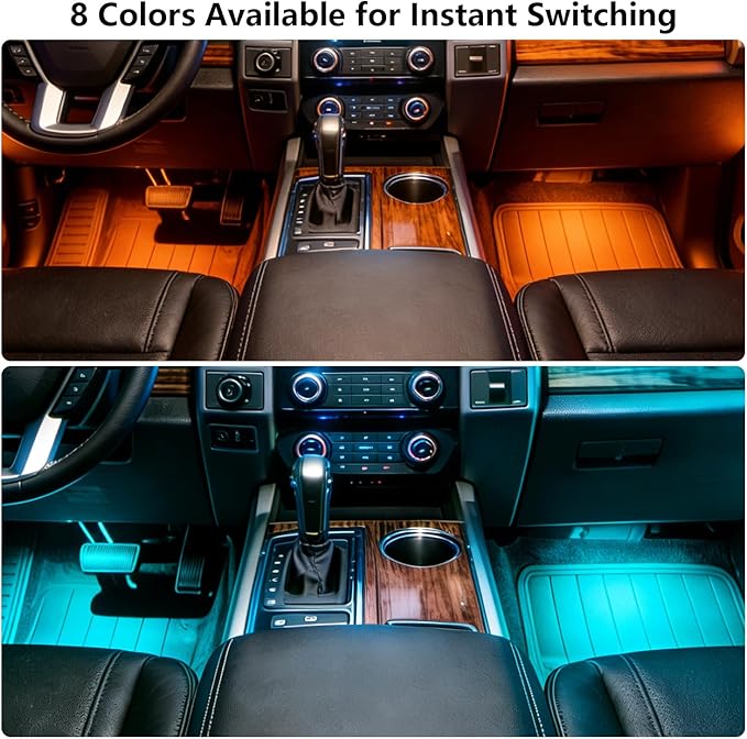 Interior car Lights,Ambient Lighting car Interior,car footwell Lights, APP Control 16 Million Colors Music Sync, DIY Mode Multicolor LED Interior Lights for Cars, Trucks, SUVs, 5V USB Power