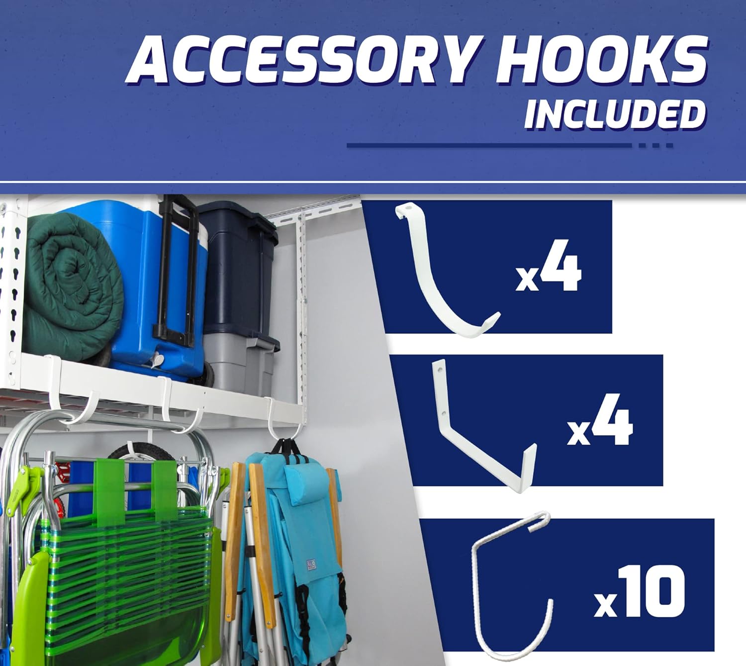 SafeRacks Overhead Garage Storage Rack, Heavy Duty Racks for Garage w/ 600 lb Capacity, Easy Garage Storage Adjustable Storage Rack Ceiling Mount Storage for Garage 4x8 White, 24"-45" (2 Pack)