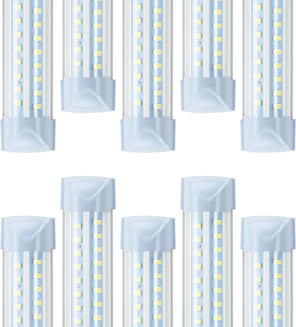 10 Pack 8FT T8 LED Shop Lights, 120W Integrated Tube Light, 19200LM 6000-6500K Daylight, Linkable Lighting, Plug & Play Energy-Saving Commercial Bay Lighting Garage Warehouse Basement (V4)