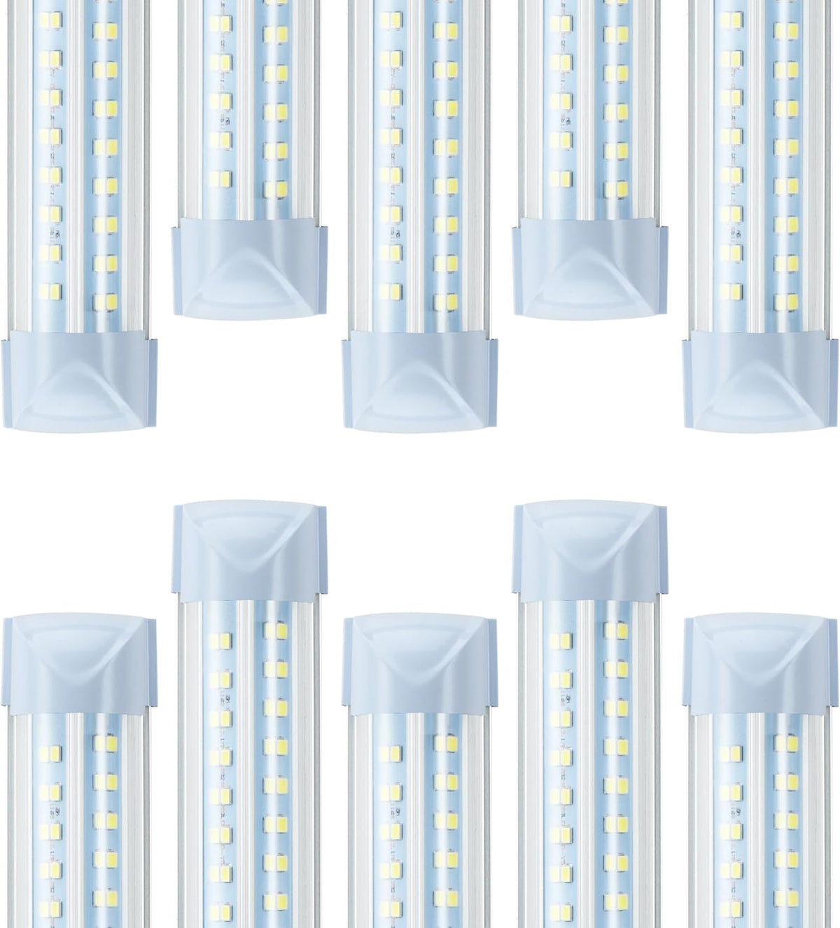 10 Pack 8FT T8 LED Shop Lights, 120W Integrated Tube Light, 19200LM 6000-6500K Daylight, Linkable Lighting, Plug & Play Energy-Saving Commercial Bay Lighting Garage Warehouse Basement (V4)