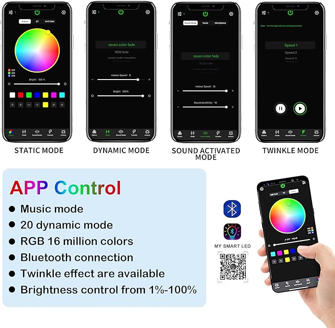 ATOKEE 16W Twinkle 800pcs Starlight Headliner Kit, 0.03in 9.8ft Dual Port Fiber Optic Star Lights for Car Roof Use with APP/Remote Control