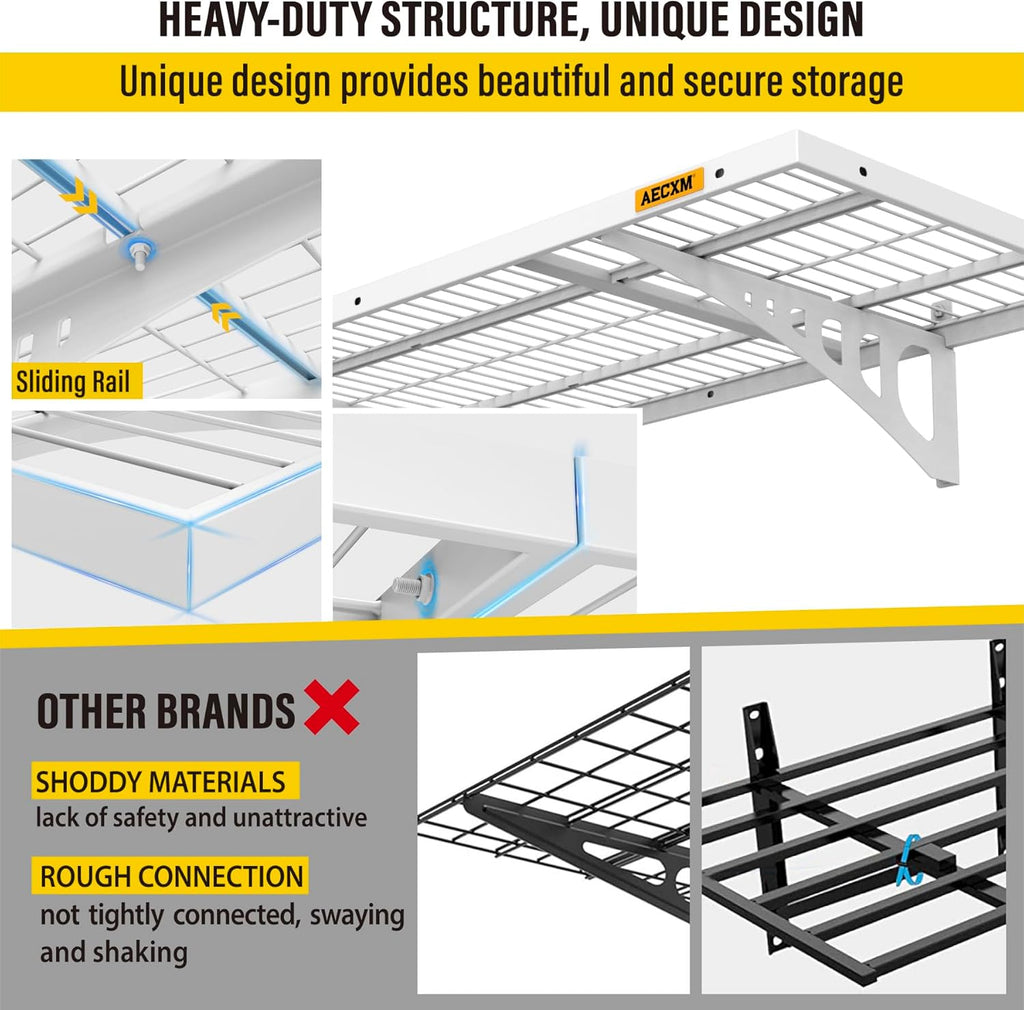 1.64x4ft 4Pack Wire Shelving Unit Heavy Duty Garage Storage Shelves Wall Mounted White 1120lbs Load Capacity（20-inch-by-48-inch）