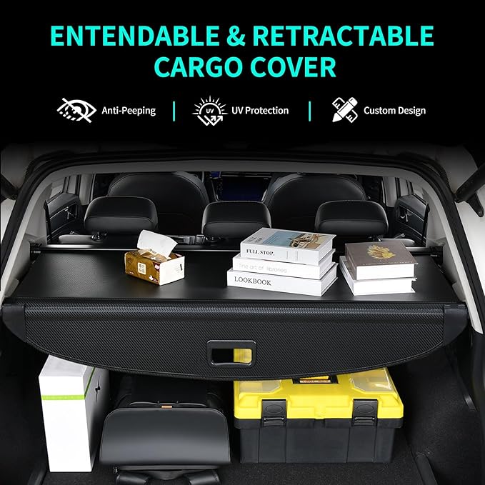 Tecoom Rear Cargo Cover fit for Equinox & GMC Terrain 2018-2025, Retractable Trunk Cover Organizer Security Shielding Shade Cover fit for Equinox GMC Terrain Accessories