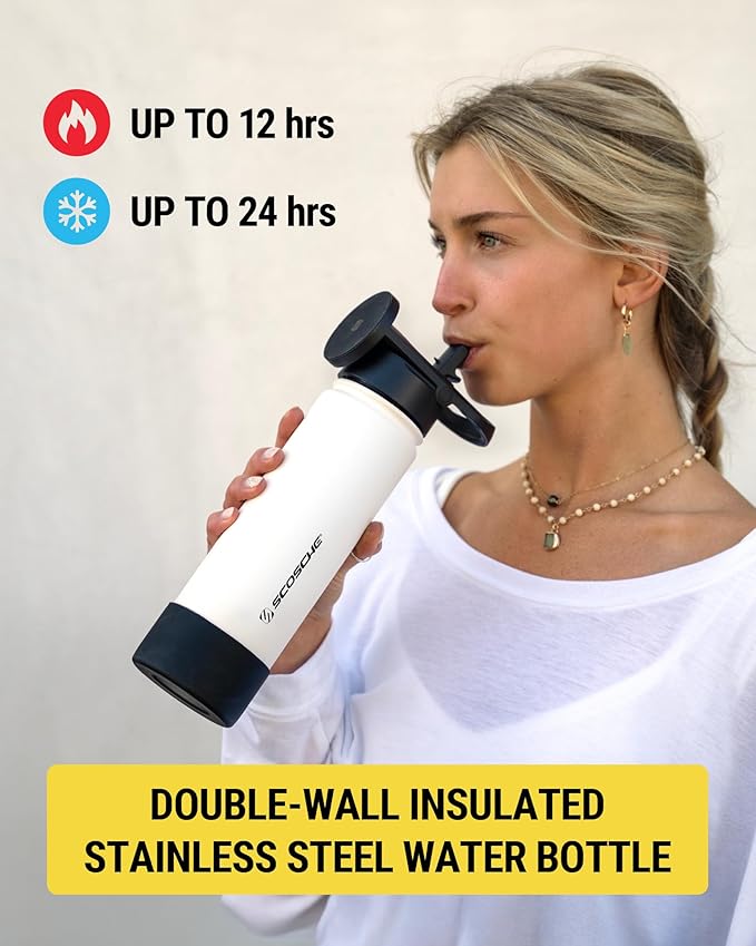Scosche MFMS32 MagicMount Flask 32 oz Stainless Steel Water Bottle with MagSafe Phone Mount Stand, 12H Hot & 24H Cold, Insulated Flask with Magnetic Phone Holder for Gym, Travel, Sports, 32oz, Pink
