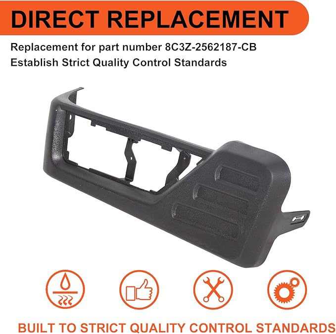 ECOTRIC Black Front Driver Seat Cushion Panel Trim Compatible with 2008-2010 Ford F250 F350 F450 F550 Super Duty Replacement for 8C3Z-2562187-CB