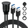 Dual Port USB A 3.0 Male to USB C 3.0 Female Extension Cable,Flush Mount Waterproof Panel Cable for Car,Truck,Boat,Motorcycle Dashboard 3.3ft