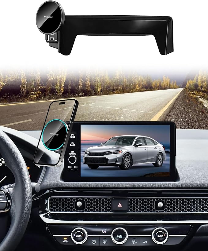 SKYLOTEC Phone Holder for Honda Civic 2022-2026 Accessories 7/9-Inch Screen Fixed Clip, Car Magnetic Phone Mount Compatible with MagSafe, Strong Magnets Fast Wireless Charger Cell Phone Base