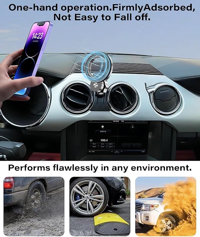 Car Phone Holder for Ford Mustang 2016-2023 Accessories Compatible with MagSafe Hands-Free 360 Degree Rotation Adjustable Cell Phone Mount Does Not Affect Air Vent