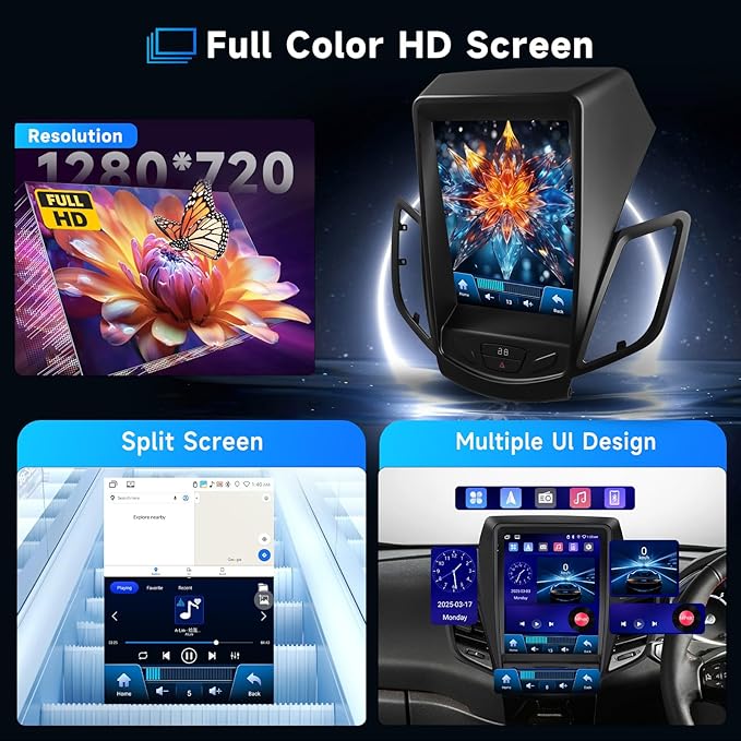 Hodozzy [4G+64G] Car Radio for Ford Fiesta 2009-2016 with Wireless Carplay Android Auto Radio, Android 9.7 inch Touch Screen with GPS, Mirror Link, Bluetooth, WiFi, DSP, FM/RDS Radio