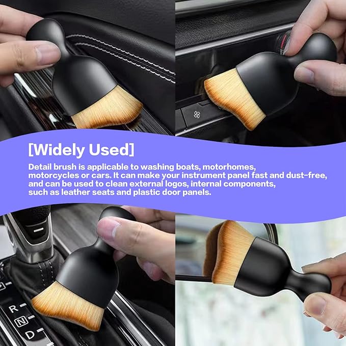 AOCISKA Car Interior Detailing Brush,Soft Bristle Cleaning Brush Car Detailing Brush Dusting Brush,Car Interior Cleaning Tool,Auto Detail Brush Car Dash Duster Brush (Black&Pink)
