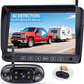 Wireless Backup Camera for Trailer - 7" 1080P RV Backup Camera with 4-Channel Split-Screen Monitor, AI Detection, Night Vision, Loud Beeps, Plug & Play, Compatible with Furrion Pre-Wired RVs