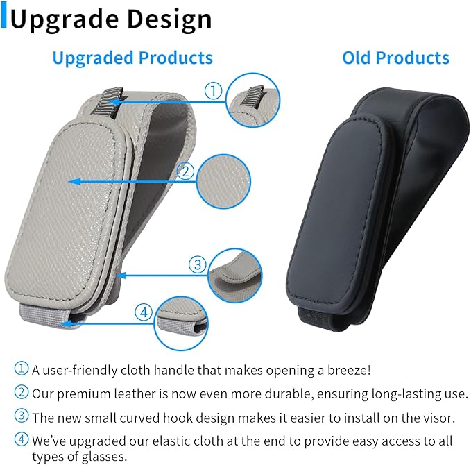 Yuoyar 4 Packs Magnetic Sunglass Holder for Car Visor - Universal Sunglasses Clip for Different Size Eyeglasses - Convenient Interior Car Accessories (4Pcs Grey)