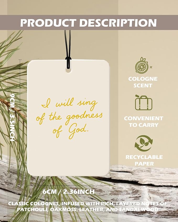 Yellow Lemon Tulip Floral Christian Cologne Car Air Freshener 4 Pcs, Trendy Yellow Religious Hanging Air Freshener for Cars Bathroom Dorm Books Decor, Christian Accessories Gifts for Women Girls