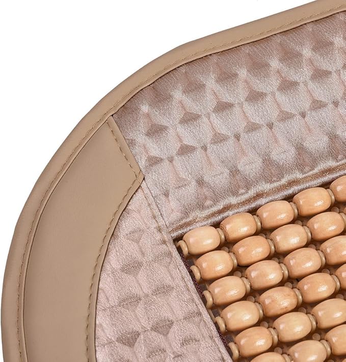 Blueshyhall Wooden Beaded Car Seat Cover Comfortable Massage Car Seat Cushion Cool Breathing–Universal SUV Auto Office Home (Beige)