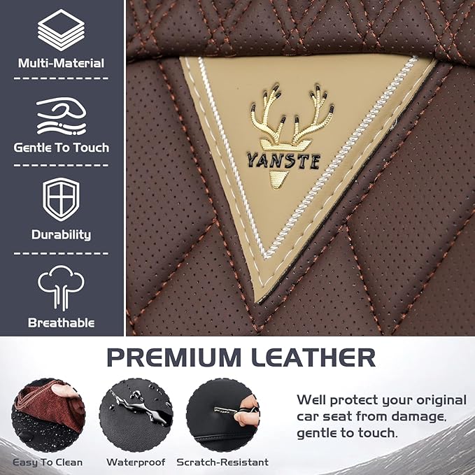 Truck Seat Covers for Toyota Tacoma 2006-2026, Waterproof Premium Leather Full Coverage Car Seat Cover, Muscle Sport Style Auto Interior Seat Cover Sets (Front Set/Brown Coffee)