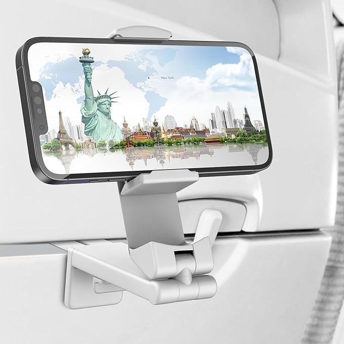 Perilogics Airplane Phone Holder Mount Universal in Flight Hands Free Viewing with Multi-Directional Dual 360 Degree Rotation. The Go-to Choice for Frequent Flyers and Travelers’ Favorite.