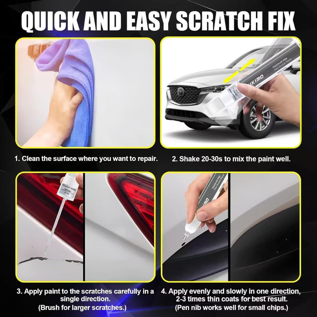 KIKIMO for Mazda Touch Up Paint(Jet Black Mica(41W)), Car Paint Repair Kit for Mazda, 2 In 1 Scratches Repair with Pen Tip and Brush, Color-Matched for Quick & Easy Fix
