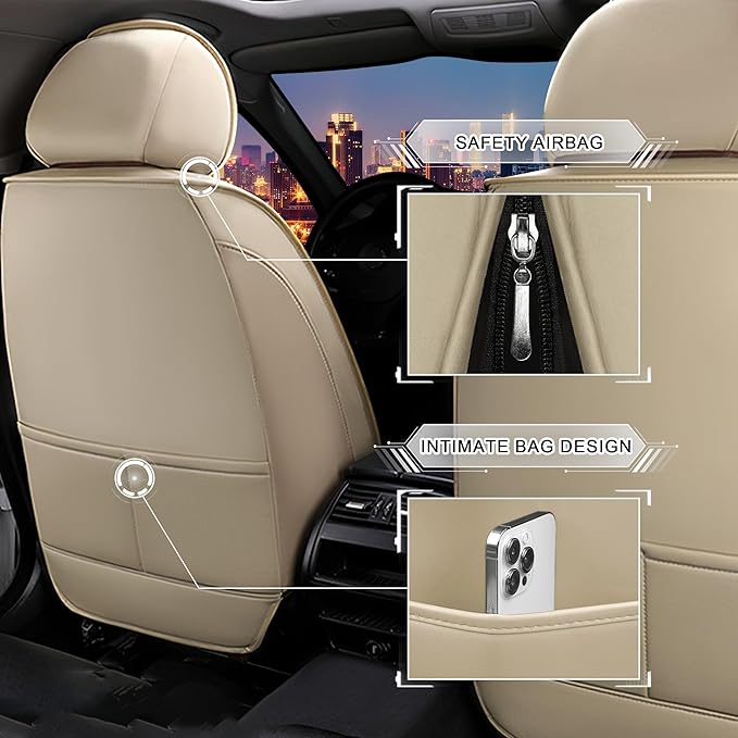 CTDS Car Seat Covers for Mazda CX-5 CX-3 CX-7 CX-9 CX-50 CX-30 CX-70 CX-90 2007-2026, Stylish Sport Seat Cover, Premium Nappa Leather Car Seat Cover.(Luxury 2 Seats/Beige)