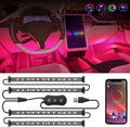 Nilight 4PCS USB Interior Car Lights 48 LEDs RGB LED Strips Lights with App Control Music Sound Active Mode Under Dash Footwell Ambient Lights 2 Line Design for Car Truck ATV UTV, 2 Years Warranty