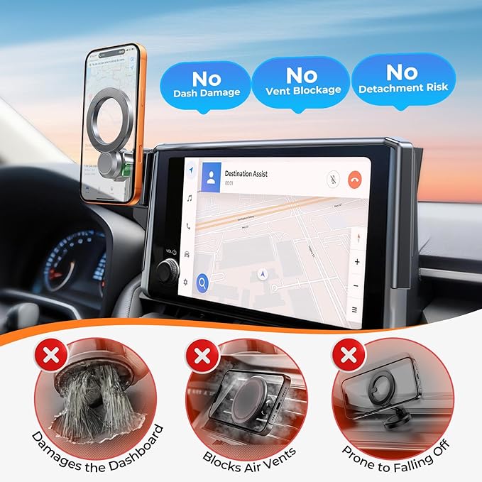 Car Phone Holder for Cadillac Lyriq 2023-2026 & Optiq/CT5/CT5 V 2025-2026 & XT4 2024-2026 (Only for 33-Inch Screen) 360° Rotation Magnetic Cell Phone Mount, Compatible with Magsafe