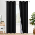 XWZO 100% Blackout Curtains 84 Inches Long with Tiebacks- Privacy Protection, Energy Efficiency Window Draperies Grommet Top with Black Liner for Bedroom/Living Room, Black, W42 x L84, Set of 2