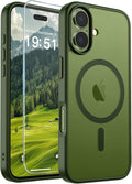 SUPFINE Magnetic for iPhone 17 Case (Compatible with MagSafe)(Military Grade Drop Protection) Translucent Matte Shockproof with Anti-Fingerprint Phone Cover,Cangling Green