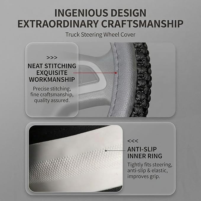 Size 16-20 Inch Ice Silk Ventilation Multi-Style Comfy Grip Steering Wheel Cover for Truck, Bus, Big Rig Trucker,SUV， Anti-Slip Design 16-20 Inch (BlackRed, 17)